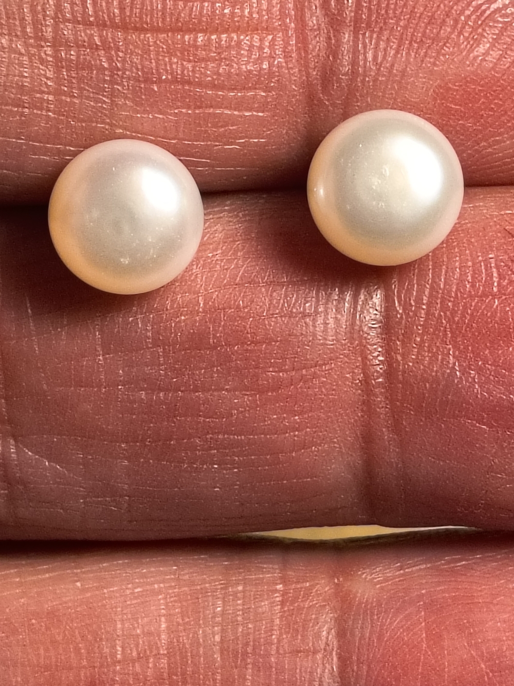 Classic Sterling Silver And White Pearl Stud Earrings Signed